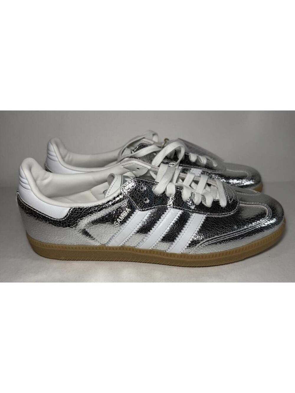 Adidas Samba OG Shoes Sneakers Lace Up Silver JR0035